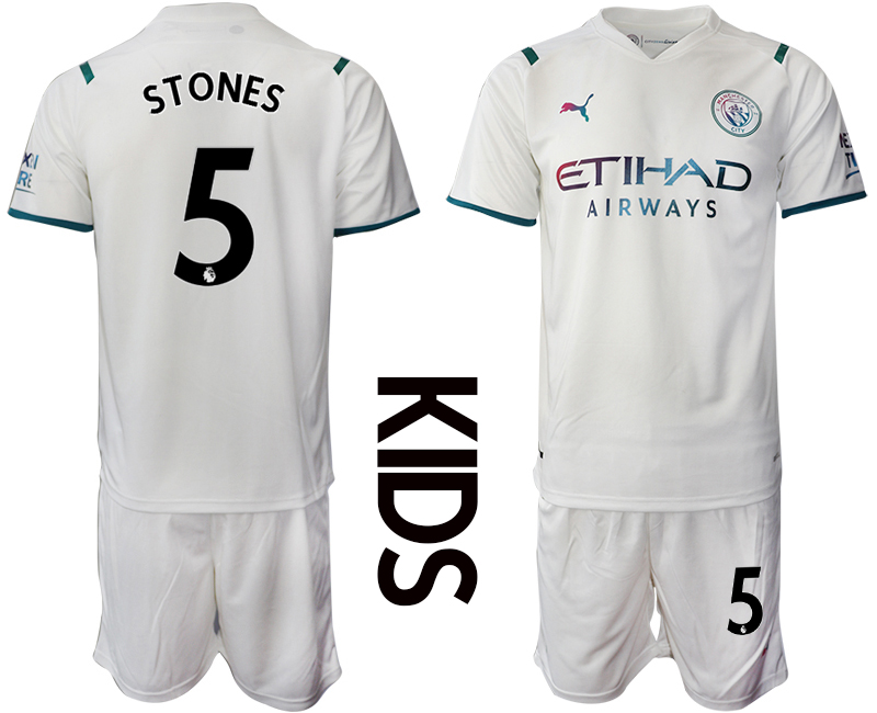 Youth 2021-2022 Club Manchester City away white #5 Soccer Jersey